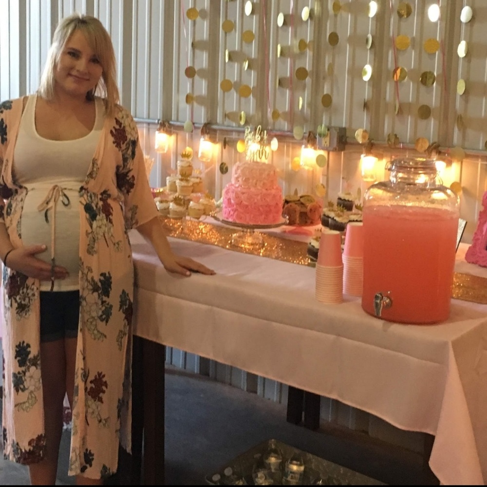 Long floral maternity kimono